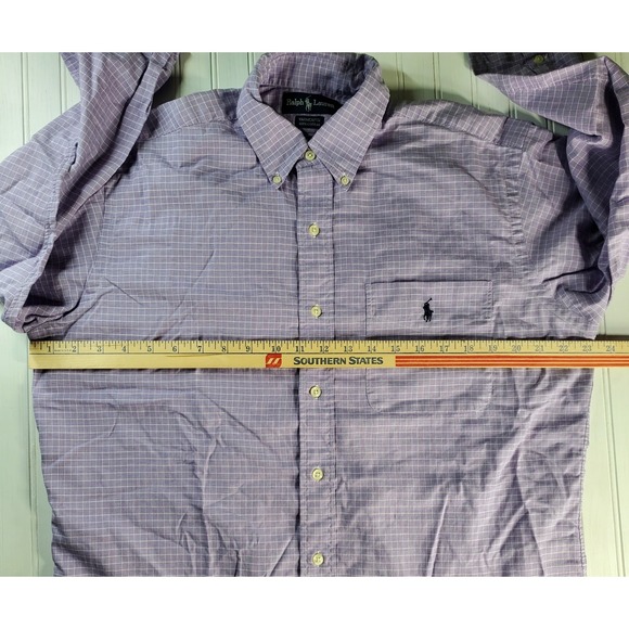 Ralph Lauren Polo Men's Yarmouth Button Down Purple Check Dress Shirt 15.5 34/35 - Picture 3 of 9